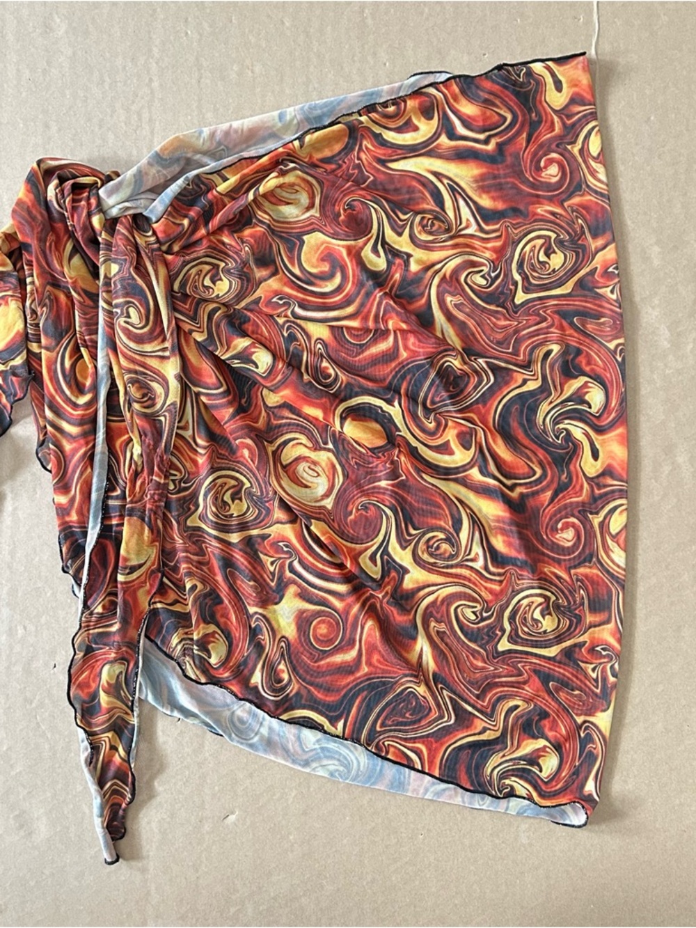 I AM GIA Swim Wrap Skirt Sarong Bikini Coverup Beachwear One Size Pareo Mesh